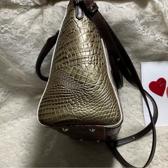 *FIRM* EXCELLENT BRAHMIN MINI ARNO PECAN ivory & ?  CROSSBODY / HANDBAG - Picture 5 of 11